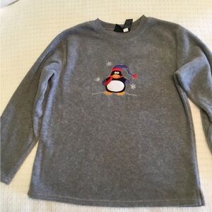 SO Gray Crewneck Fleece with Penguin Design
